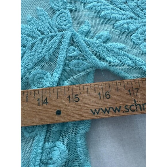 Blue Sheer Embroidered Lace Top Womens Medium Floral Boho Festival Layer Beach - Picture 8 of 13